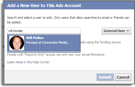 Facebook Add New User