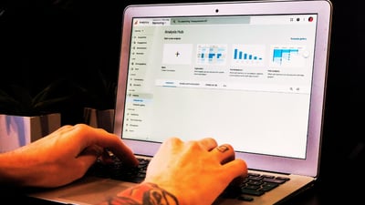 laptop open on a google analytics page