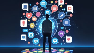 storytelling media icons with a silhouette