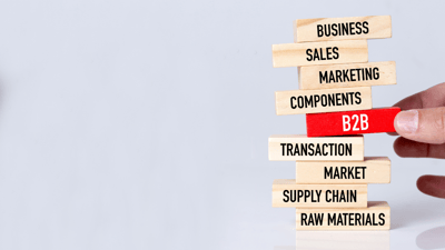 stacked blocks with B2B business components in block text