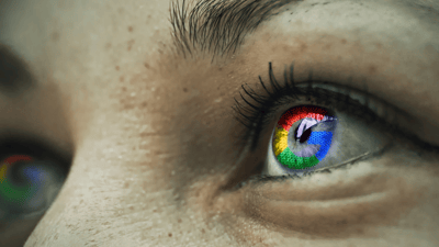 eye with google logo in the center
