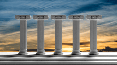 classic pillars in sunset lighting