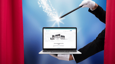 magician's wand casting spell on a laptop