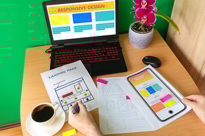 Web designer sketching a landing page.