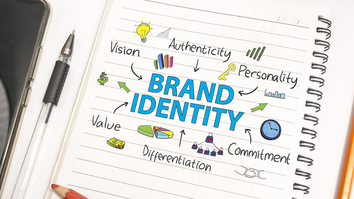 Notebook with the words Brand Identity.