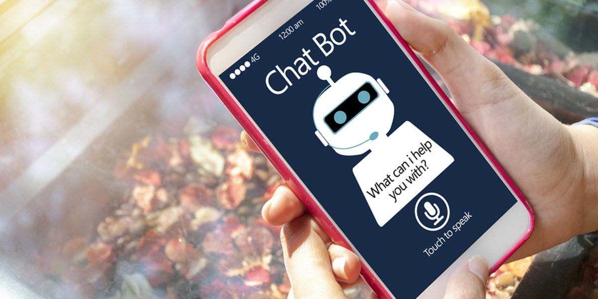 Mobile phone with a chat bot app.