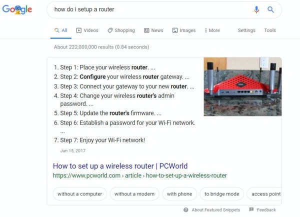 Google search results for how do I setup a router.