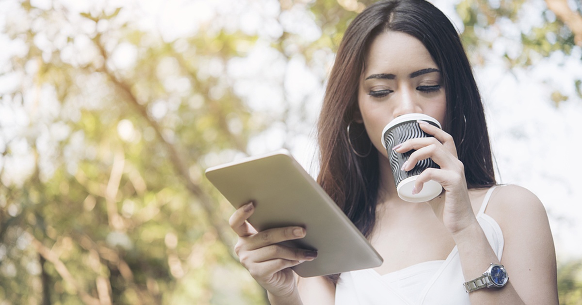 drinking coffee