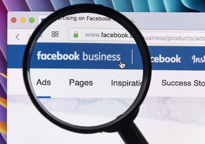Closeup of a facebook business page.