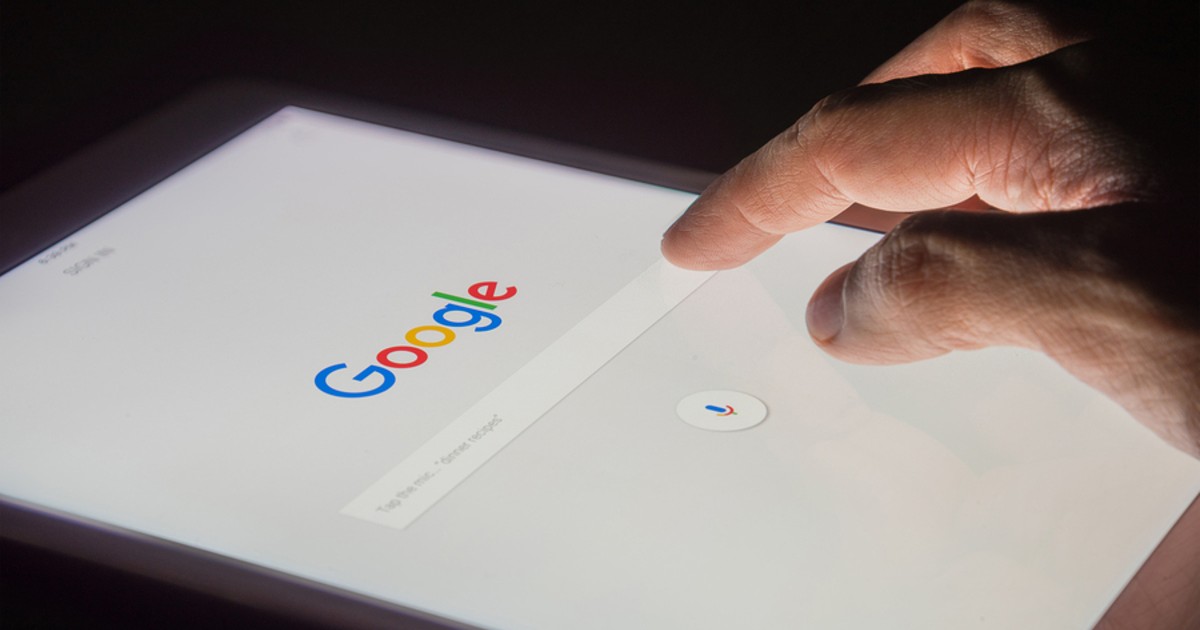 Google home page displayed on a tablet screen.