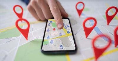 Phone displaying Google Maps