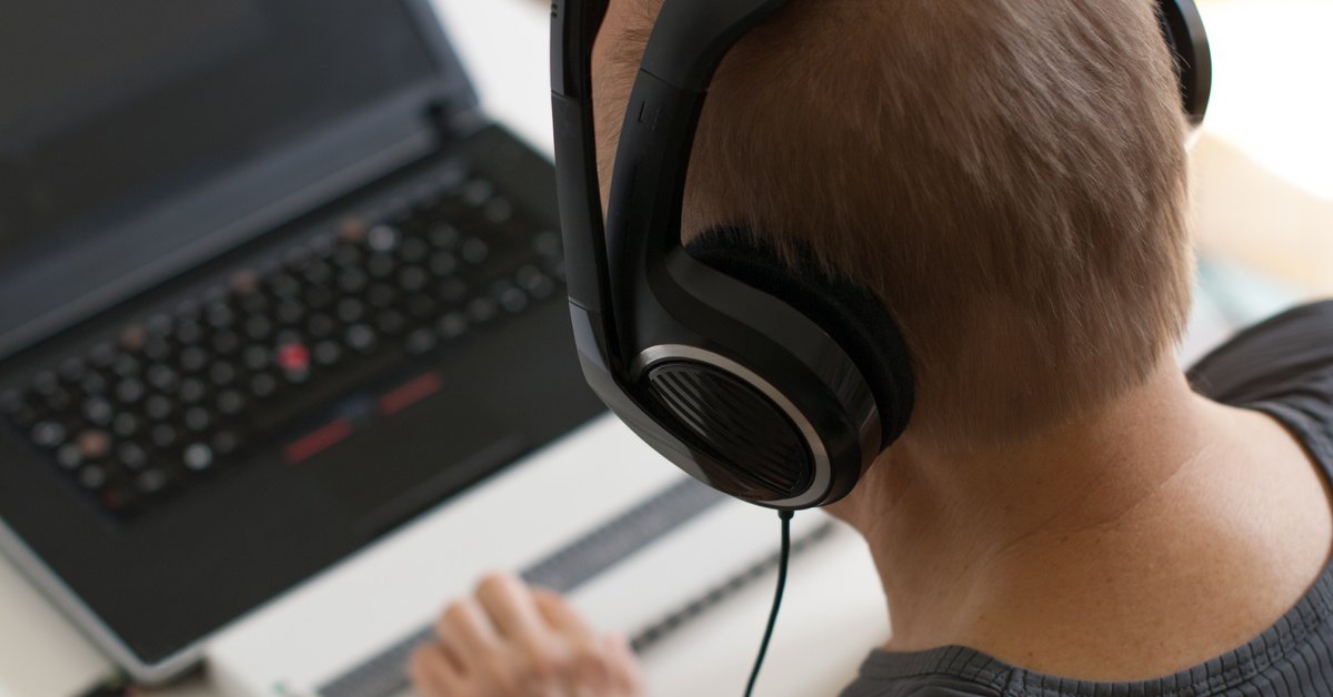 Using a computer with headphones